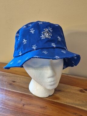 Womens Penguin by Munsingwear Blue Bucket Hat with Penguin Motif - Sz. S/M